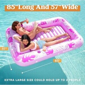 SLOOSH Inflatable Tanning Pool Lounger Float  85" x 57" Pool Floats New